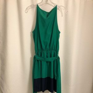 Banana Republic XS Womens emerald dress navy trim